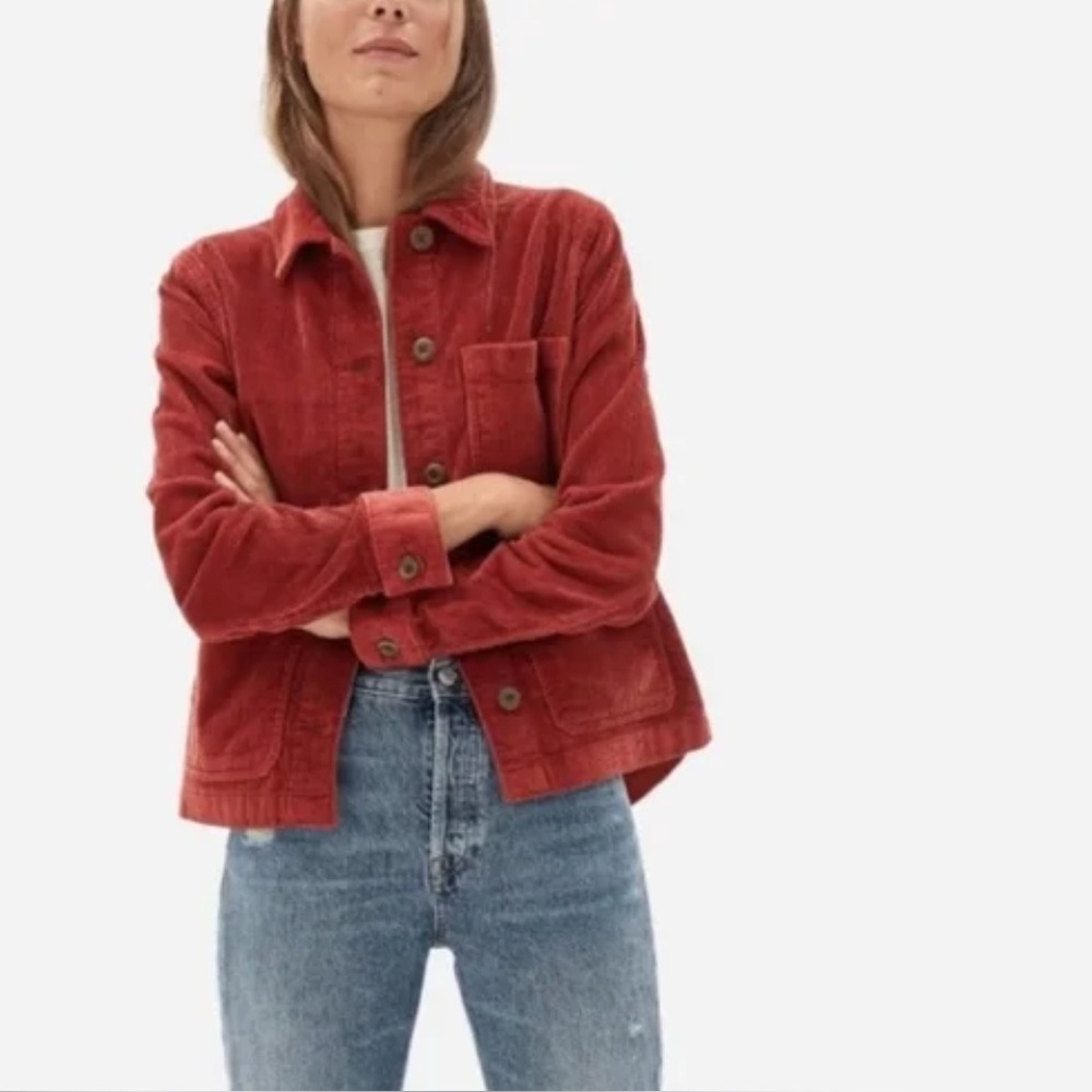 Everlane Corduroy Chore Coat Jacket in Rust/Terracotta
